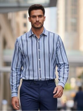 Banana Republic Men’s XL Button-Down Shirt Blue Stripe Long Sleeve Classic Fit